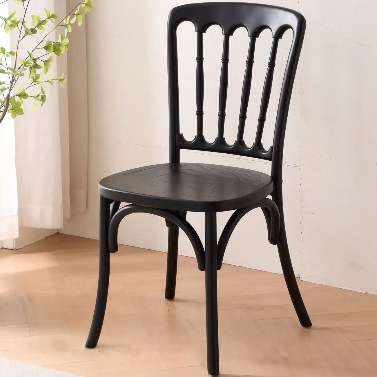 Countryside Rustic Standard Slat Back Wooden Dining Chair Image - 5
