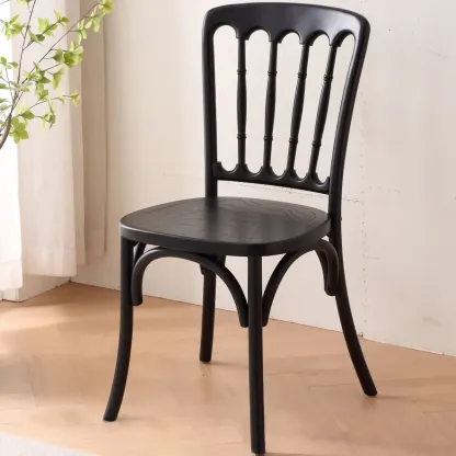 Countryside Rustic Standard Slat Back Wooden Dining Chair Image - 5