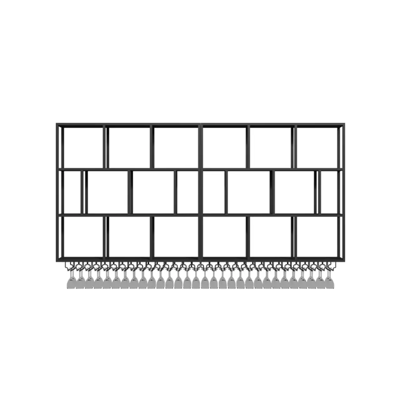 Rectangular Metal Wine Rack Wall Mounted Lighting Included Image - 9