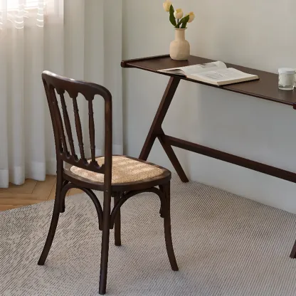Countryside Rustic Standard Slat Back Wooden Dining Chair Image - 6