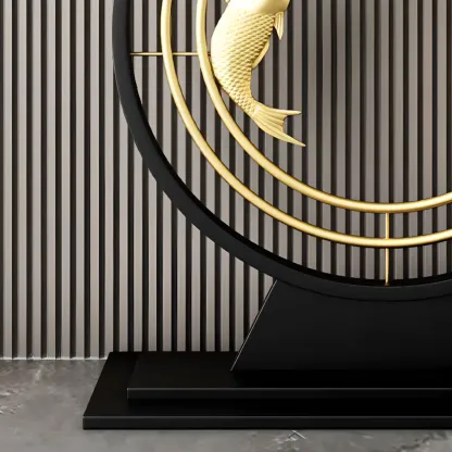 Modern Marble and Metal Black Curved Console Table Image - 10