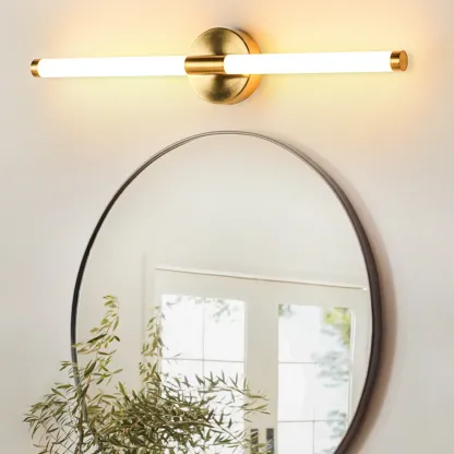 Minimalist Dimmable Gold Tube Vanity Light for Bathroom Image - 6