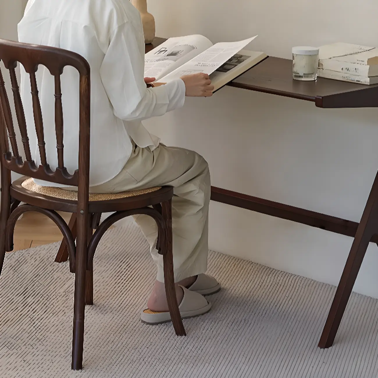 Countryside Rustic Standard Slat Back Wooden Dining Chair Image - 8 | homeyfad