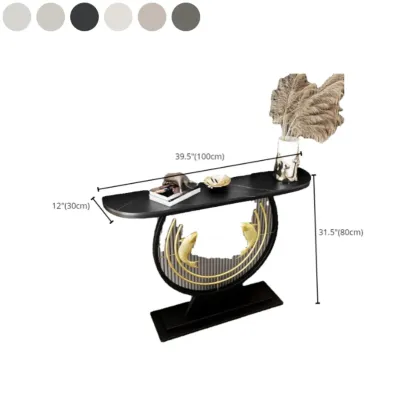 Modern Marble and Metal Black Curved Console Table Image - 12