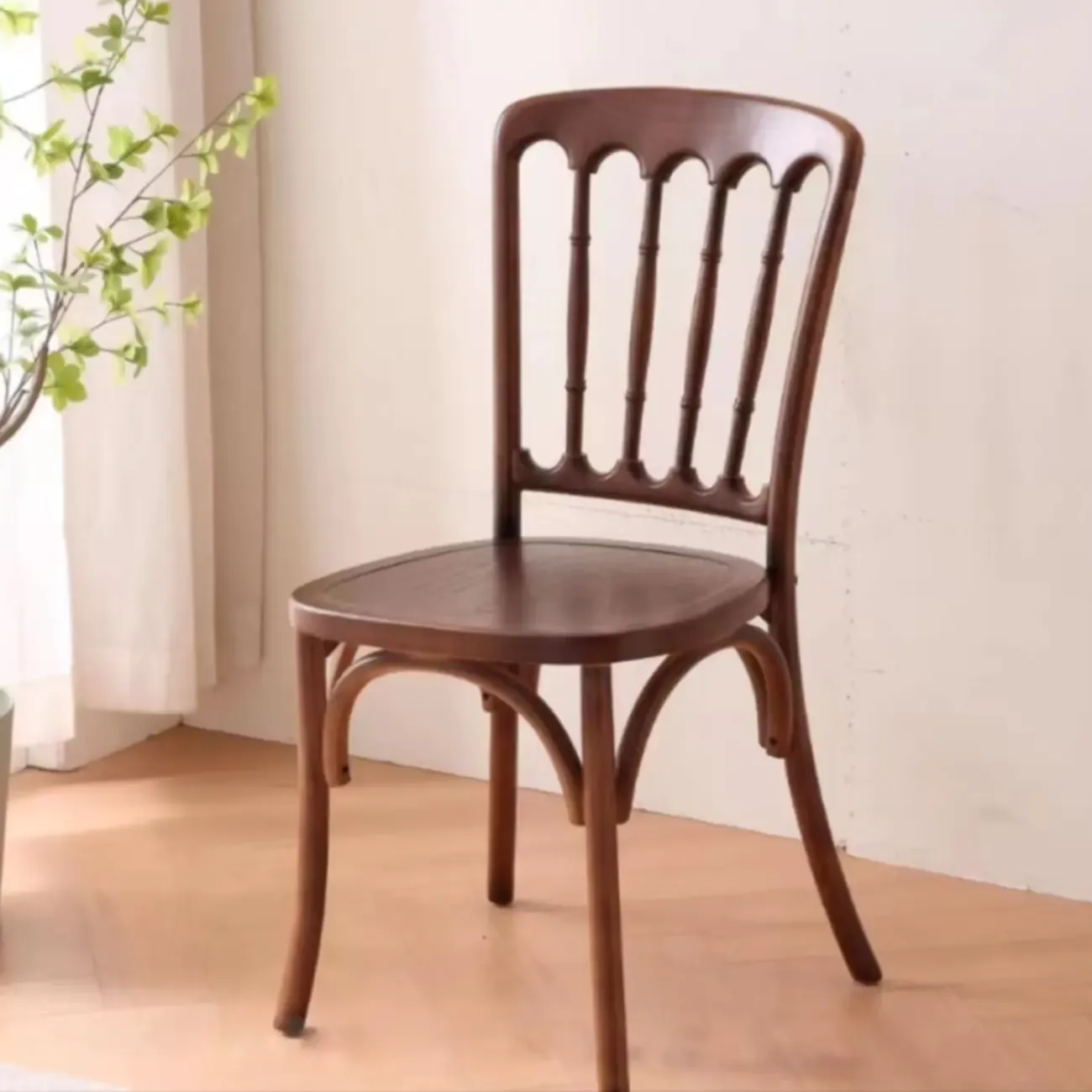 Countryside Rustic Standard Slat Back Wooden Dining Chair Image - 9
