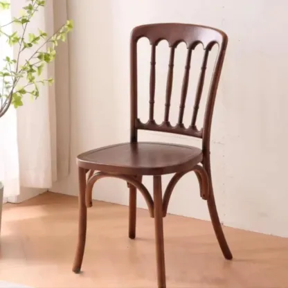 Countryside Rustic Standard Slat Back Wooden Dining Chair Image - 9
