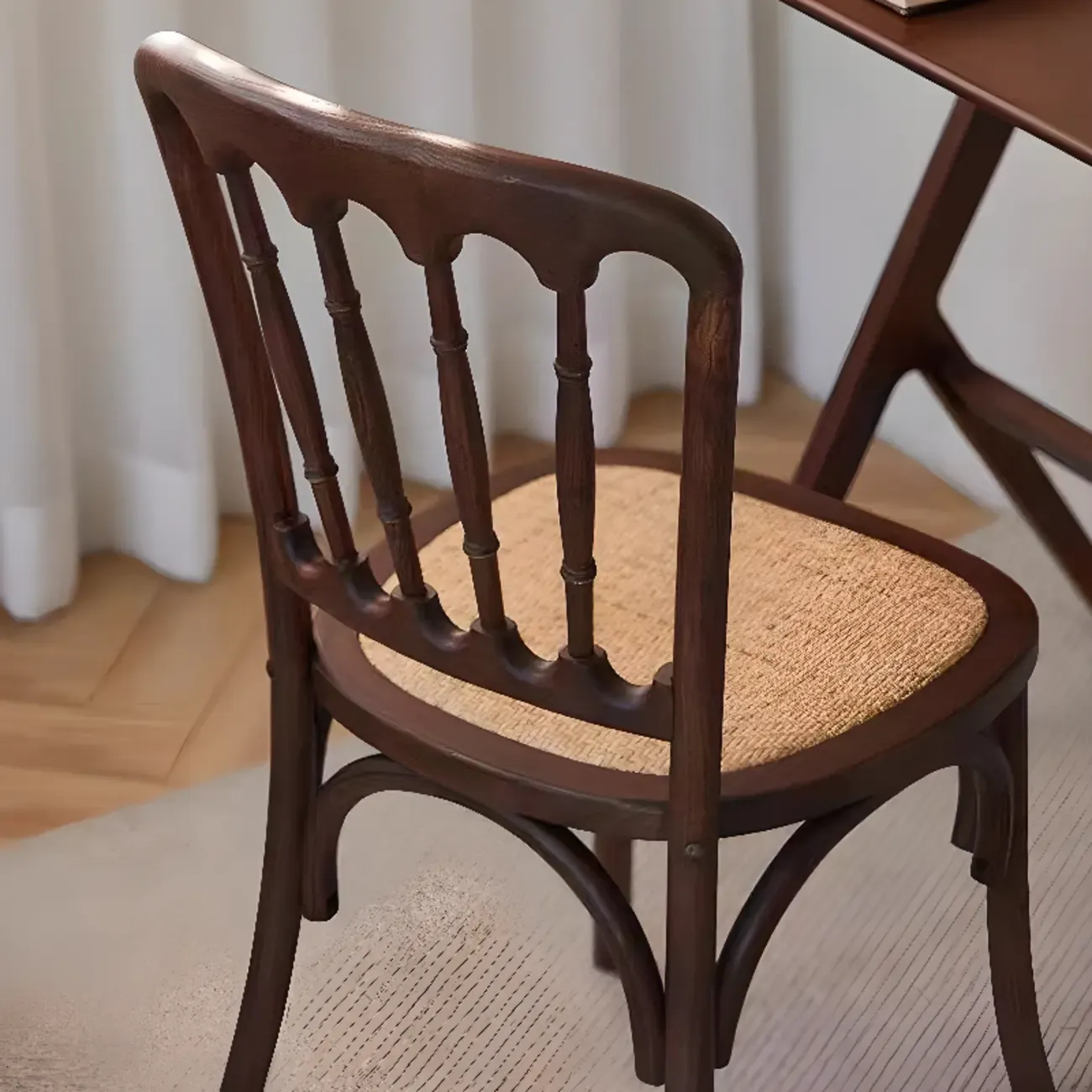 Countryside Rustic Standard Slat Back Wooden Dining Chair Image - 10
