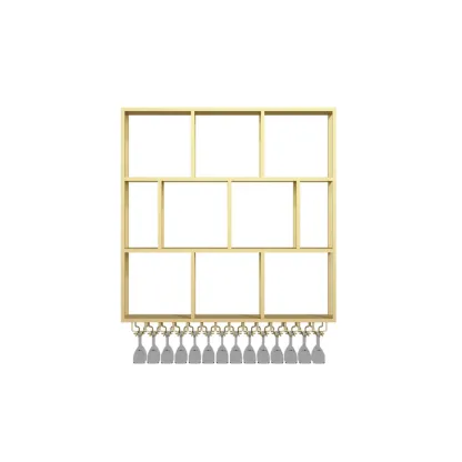 Rectangular Metal Wine Rack Wall Mounted Lighting Included Image - 13