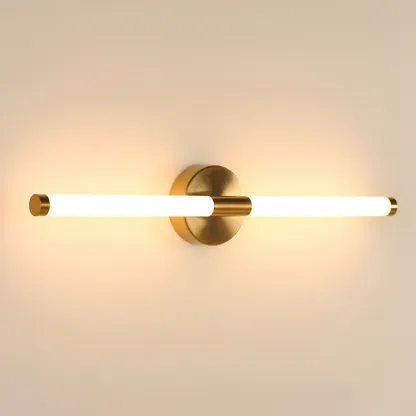 Minimalist Dimmable Gold Tube Vanity Light for Bathroom Image - 9