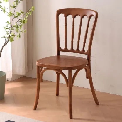 Countryside Rustic Standard Slat Back Wooden Dining Chair Image - 11