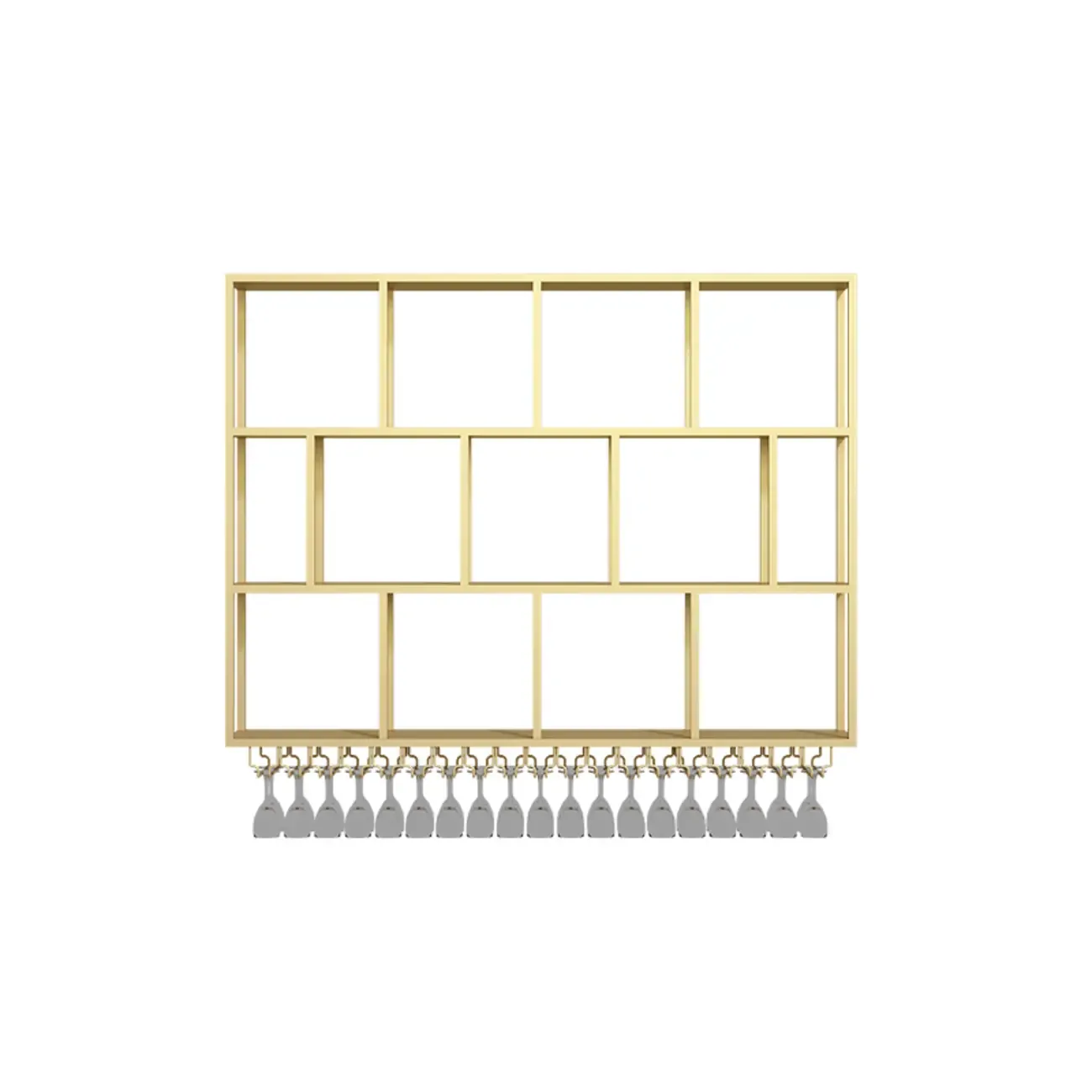 Rectangular Metal Wine Rack Wall Mounted Lighting Included Image - 15