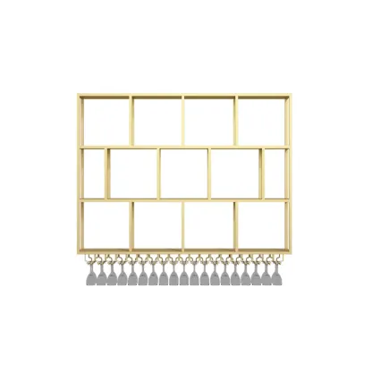 Rectangular Metal Wine Rack Wall Mounted Lighting Included Image - 15