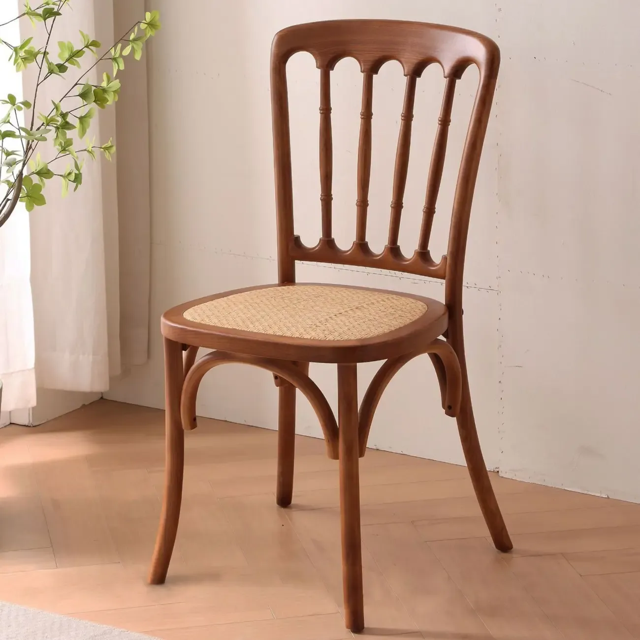 Countryside Rustic Standard Slat Back Wooden Dining Chair Image - 13