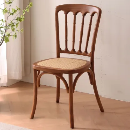 Countryside Rustic Standard Slat Back Wooden Dining Chair Image - 13