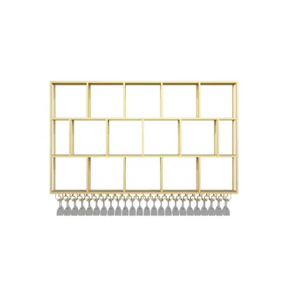 Rectangular Metal Wine Rack Wall Mounted Lighting Included Image - 17