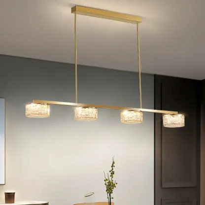 Gold Metal Island Lighting with Remote Control Stepless Dimming Image - 1