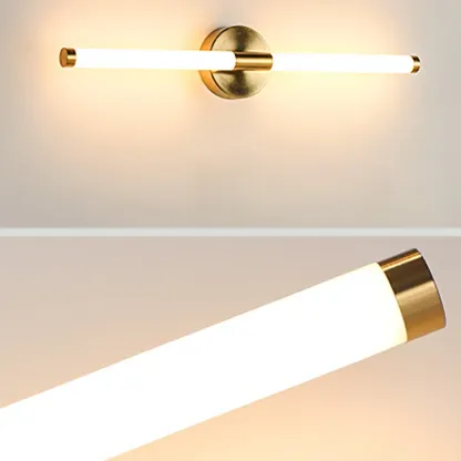 Minimalist Dimmable Gold Tube Vanity Light for Bathroom Image - 13
