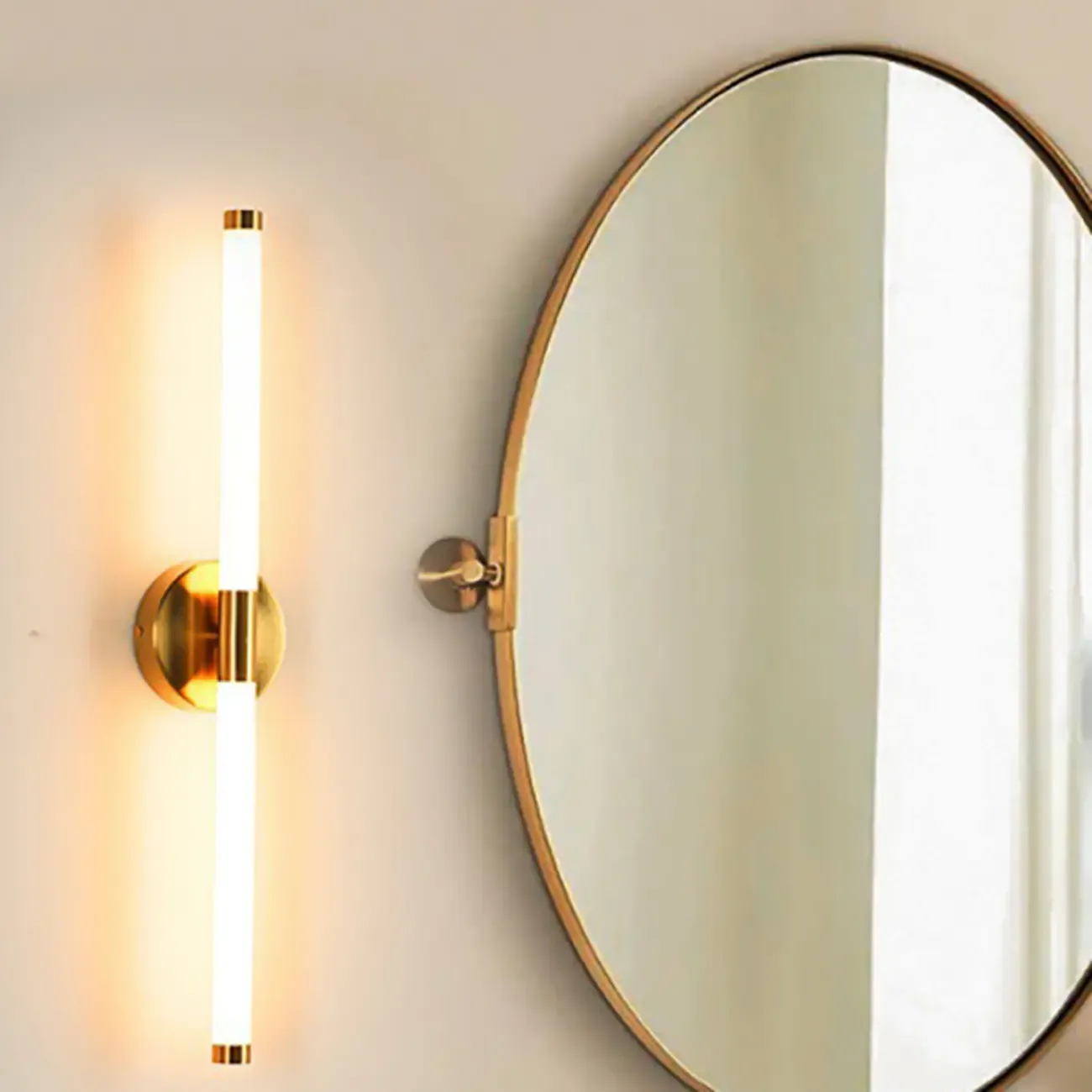 Minimalist Dimmable Gold Tube Vanity Light for Bathroom Image - 16