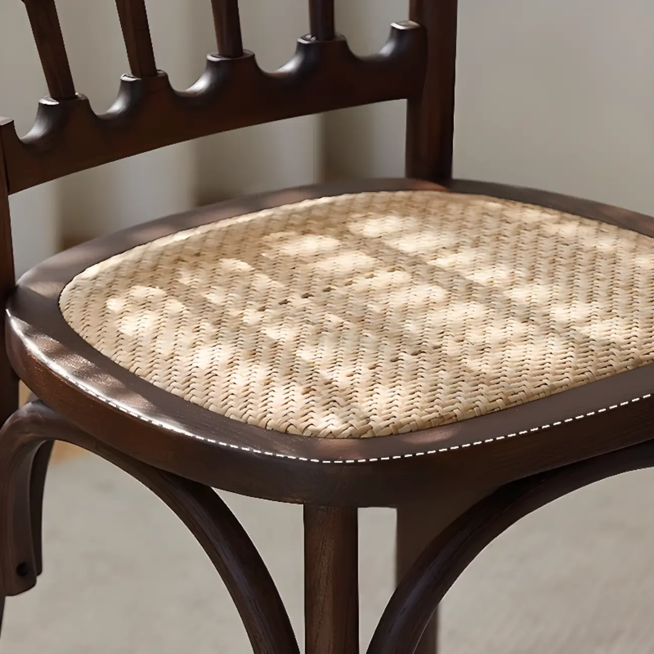 Countryside Rustic Standard Slat Back Wooden Dining Chair Image - 16