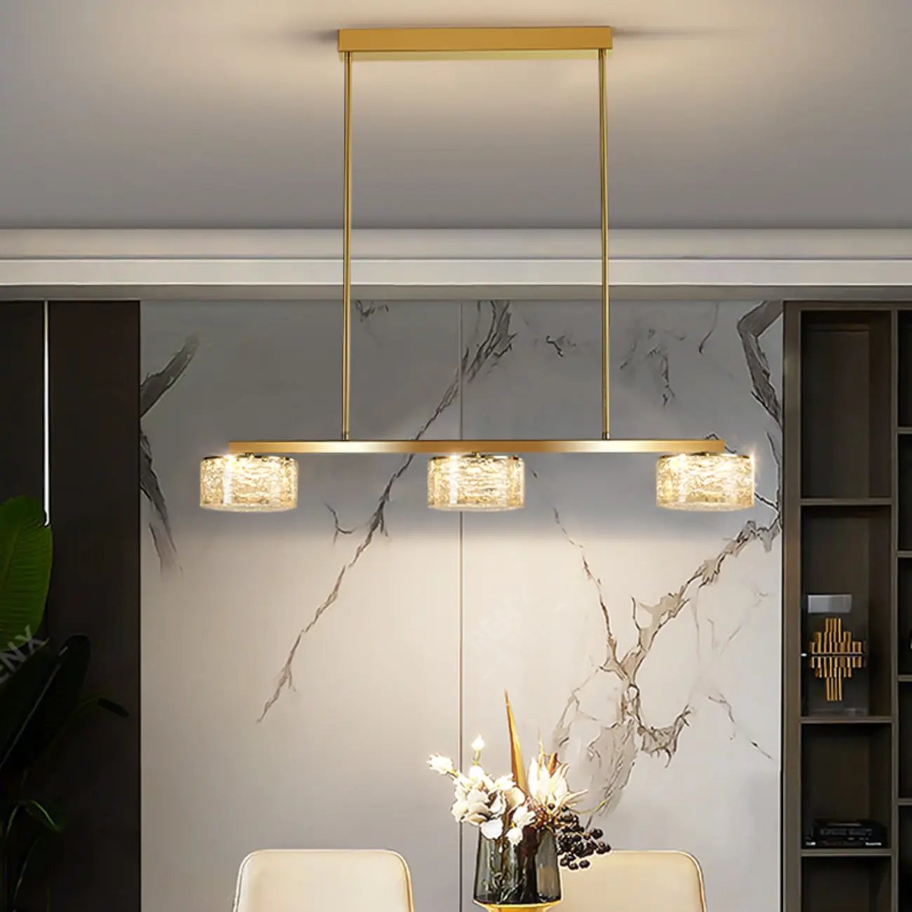 Gold Metal Island Lighting with Remote Control Stepless Dimming Image - 4 | homeyfad