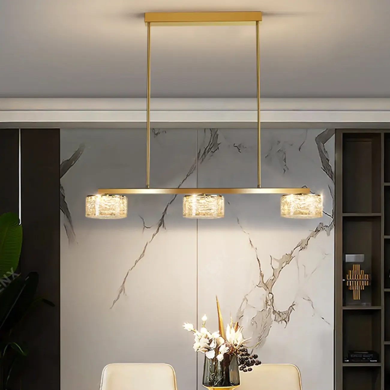 Gold Metal Island Lighting with Remote Control Stepless Dimming Image - 4