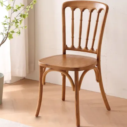 Countryside Rustic Standard Slat Back Wooden Dining Chair Image - 17