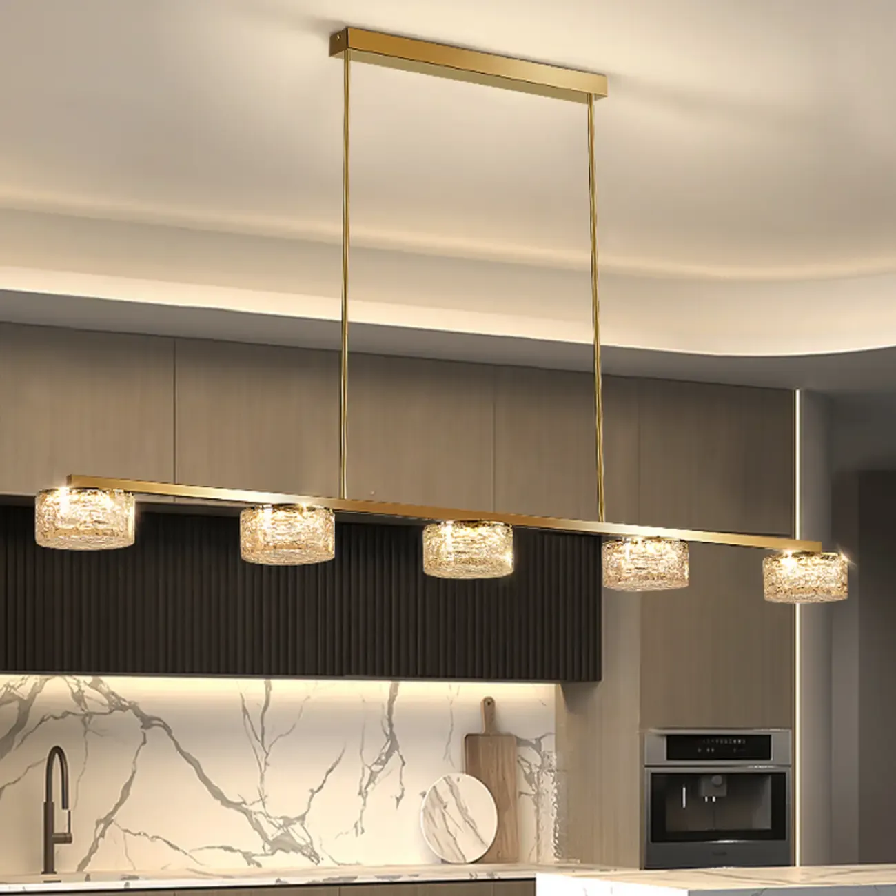 Gold Metal Island Lighting with Remote Control Stepless Dimming Image - 6