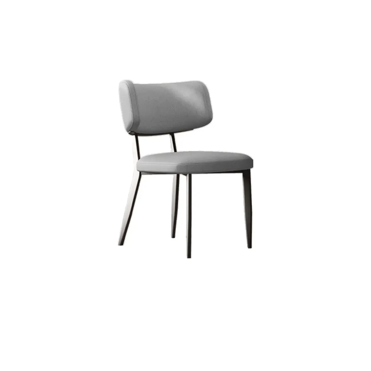 Modern Curved Back Faux Leather Upholstered Metal Dining Chair Image - 2