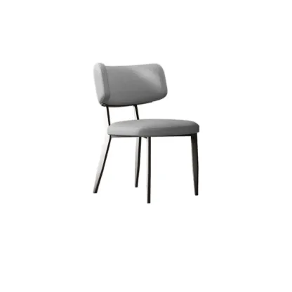 Modern Curved Back Faux Leather Upholstered Metal Dining Chair Image - 2