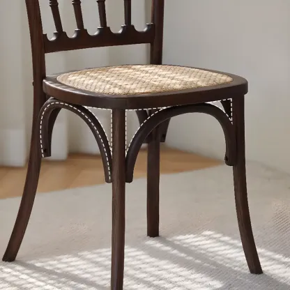 Countryside Rustic Standard Slat Back Wooden Dining Chair Image - 18