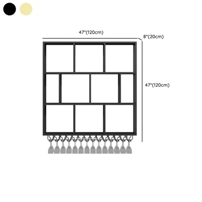 Rectangular Metal Wine Rack Wall Mounted Lighting Included #size