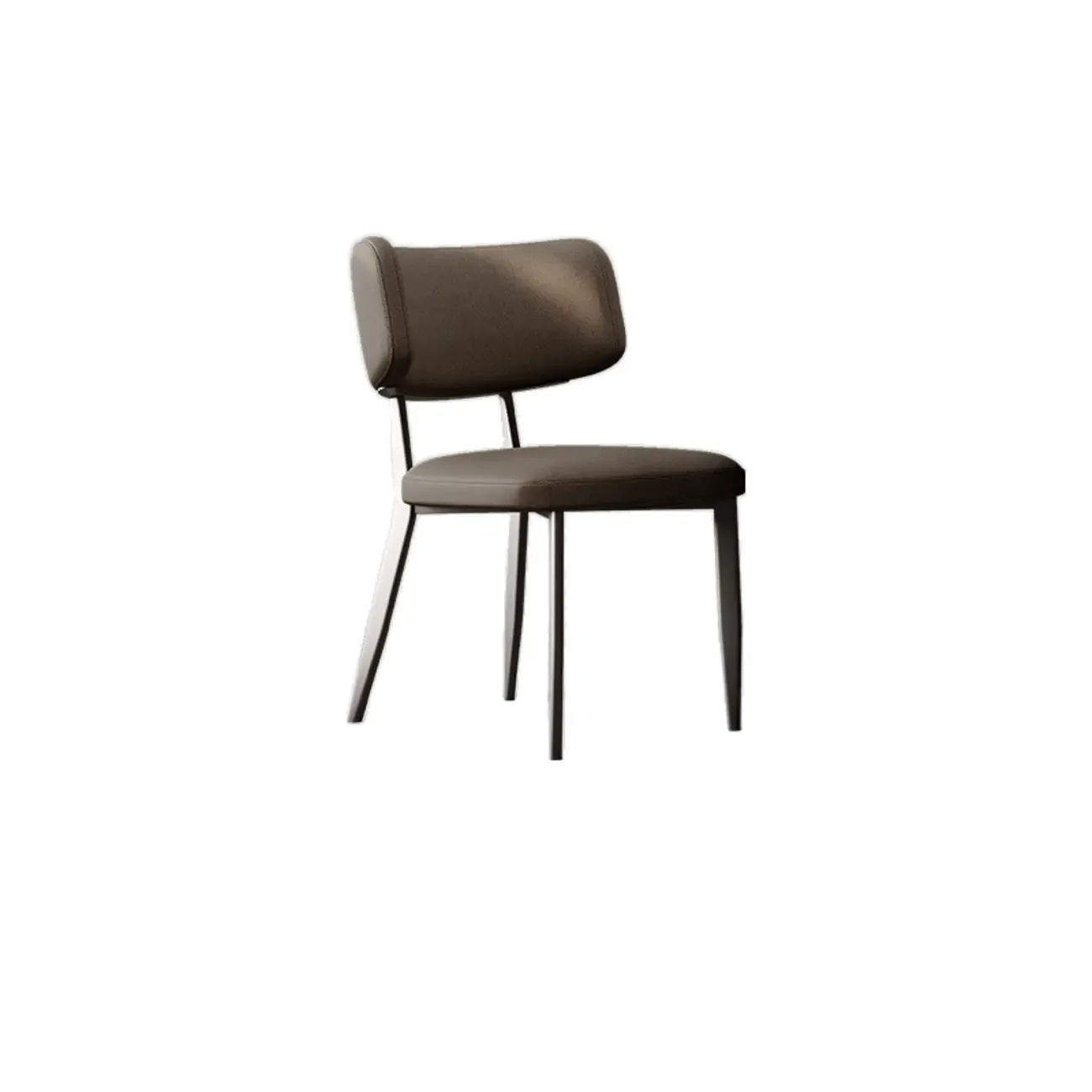 Modern Curved Back Faux Leather Upholstered Metal Dining Chair Image - 3