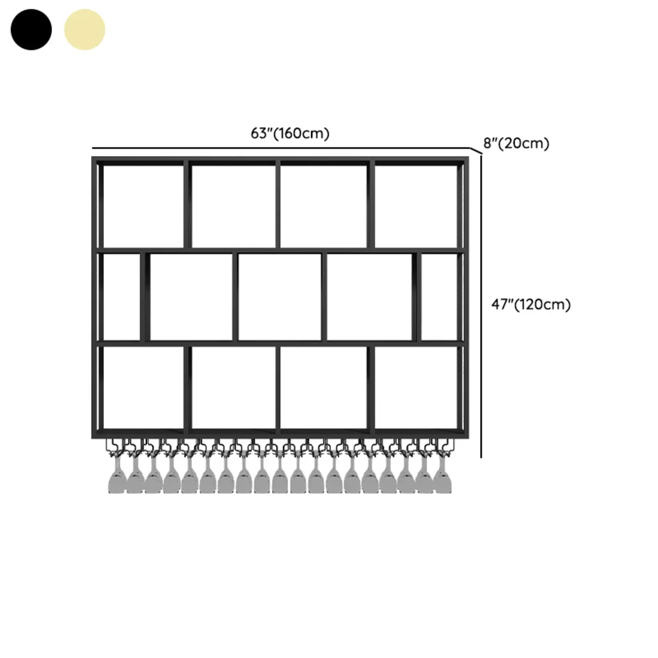 Rectangular Metal Wine Rack Wall Mounted Lighting Included Image - 23 | homeyfad
