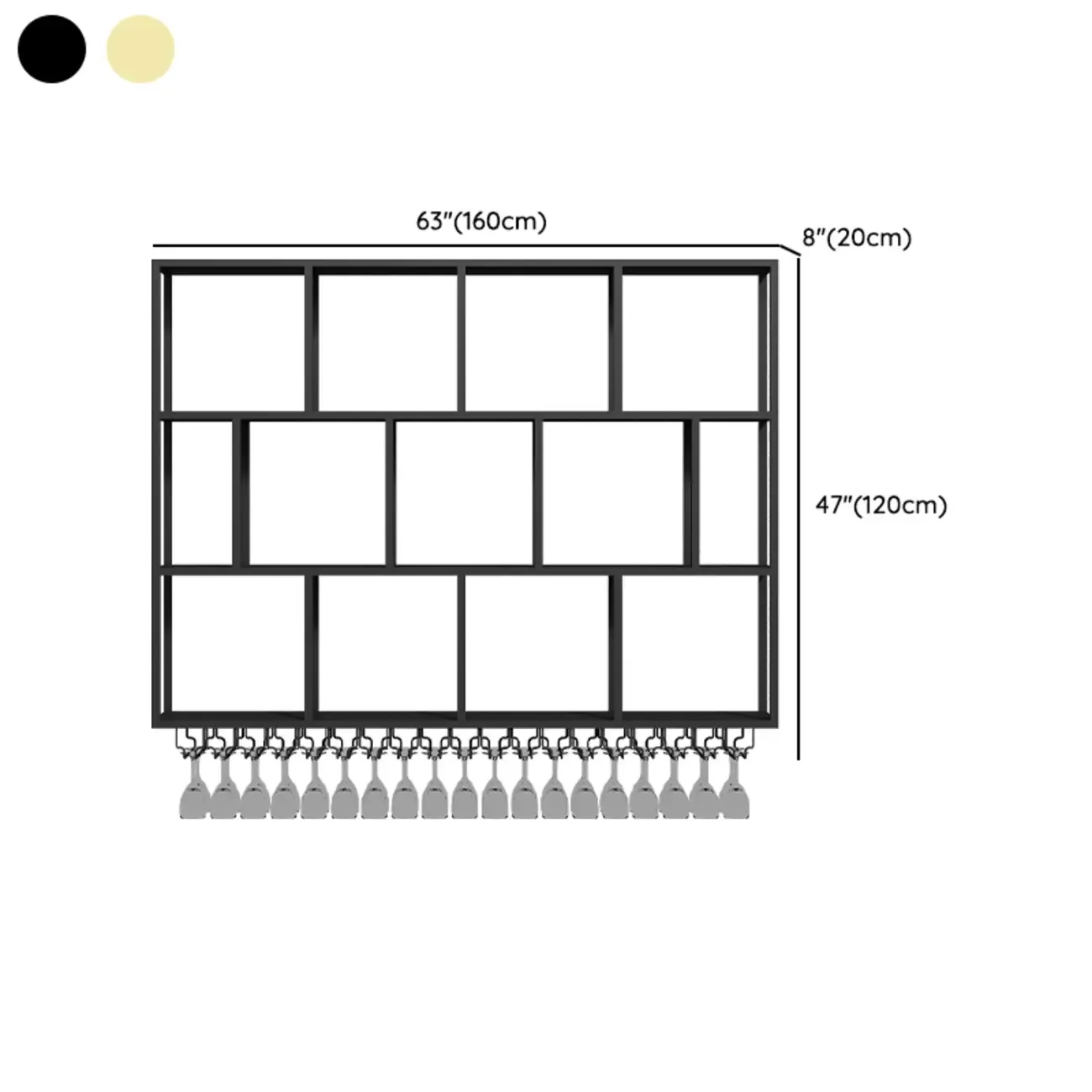 Rectangular Metal Wine Rack Wall Mounted Lighting Included Image - 23