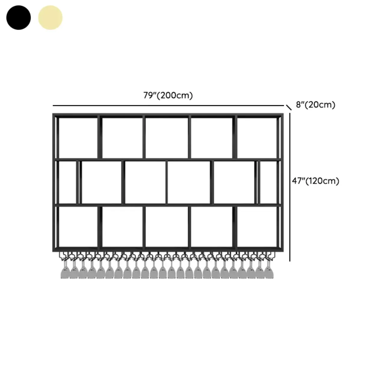 Rectangular Metal Wine Rack Wall Mounted Lighting Included Image - 24