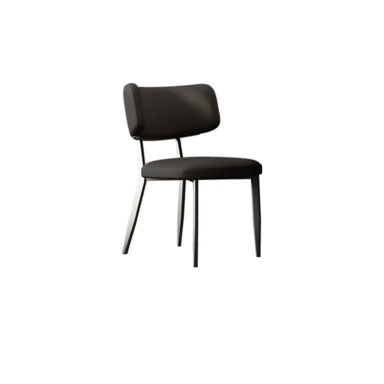 Modern Curved Back Faux Leather Upholstered Metal Dining Chair Image - 5
