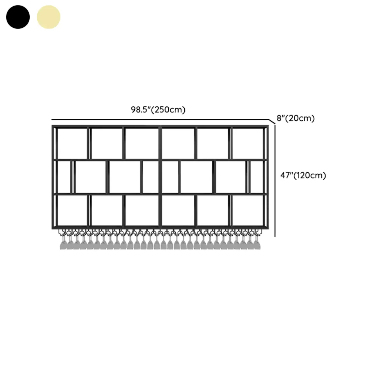 Rectangular Metal Wine Rack Wall Mounted Lighting Included Image - 25