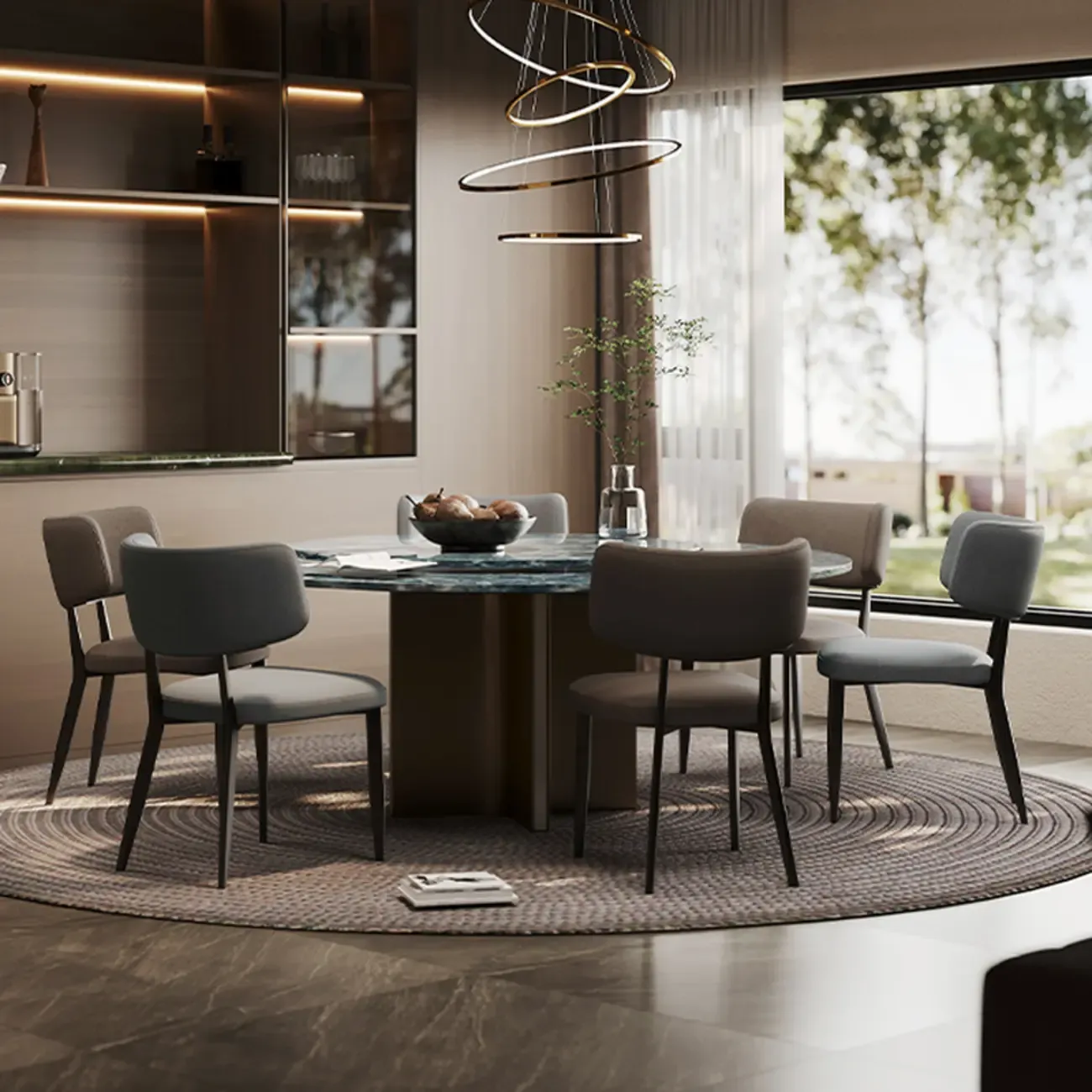 Modern Curved Back Faux Leather Upholstered Metal Dining Chair Image - 6