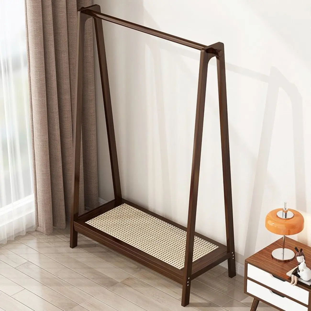 Modern Bamboo Coat Rack with Storage & Shelf Image - 1 | homeyfad