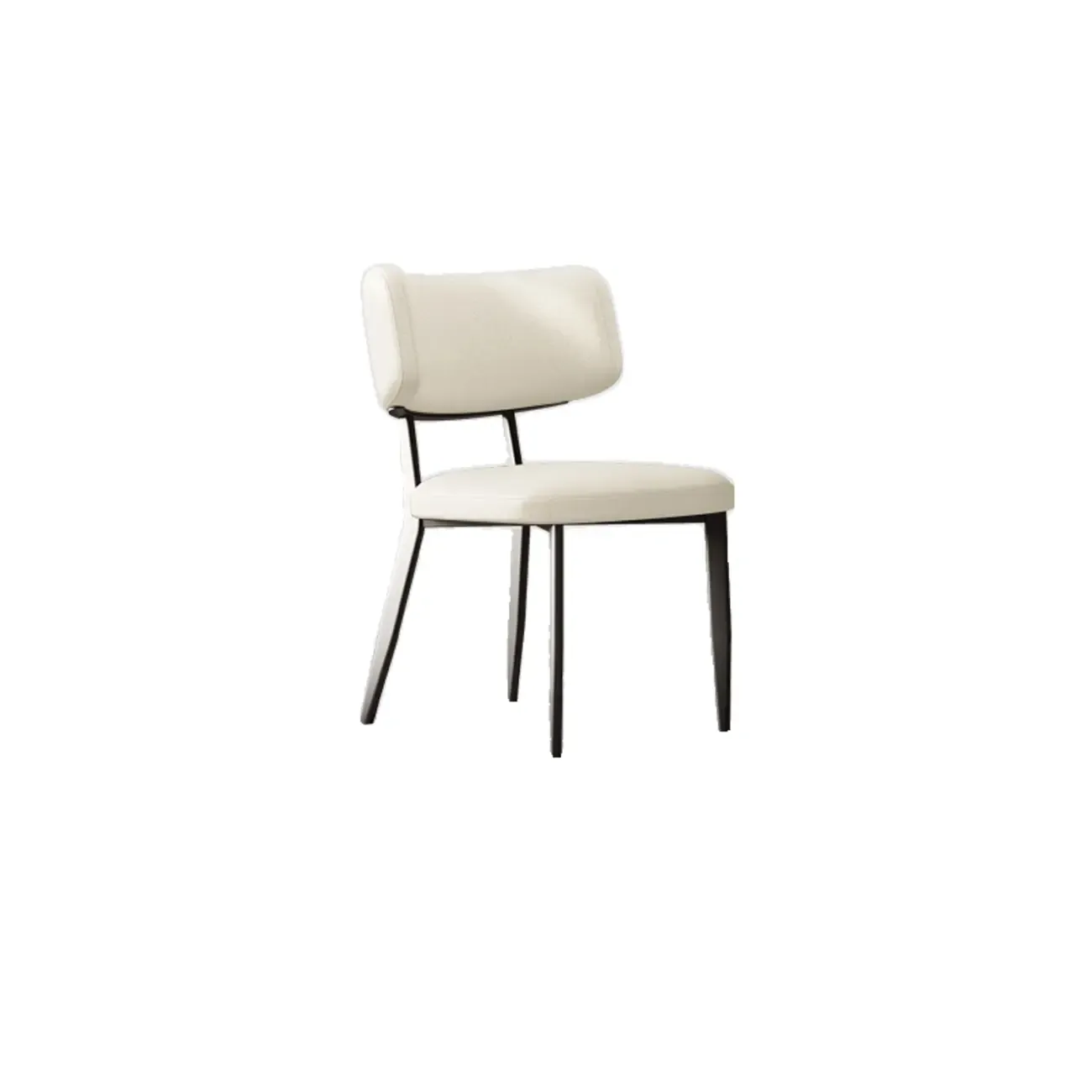 Modern Curved Back Faux Leather Upholstered Metal Dining Chair Image - 7