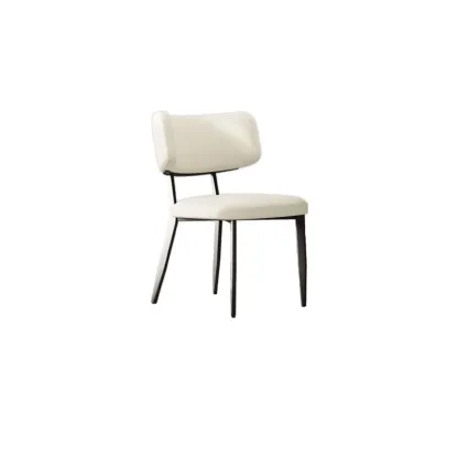 Modern Curved Back Faux Leather Upholstered Metal Dining Chair Image - 7