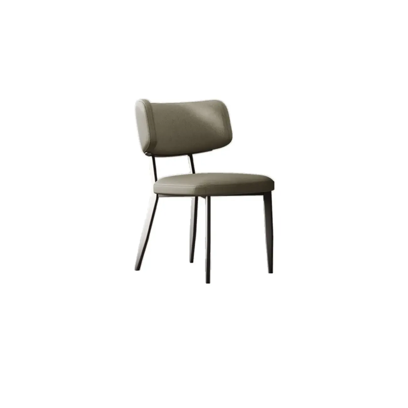 Modern Curved Back Faux Leather Upholstered Metal Dining Chair Image - 9