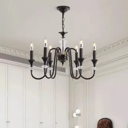 Vintage Metal Crystal Chandeliers with Adjustable Length Image - 4