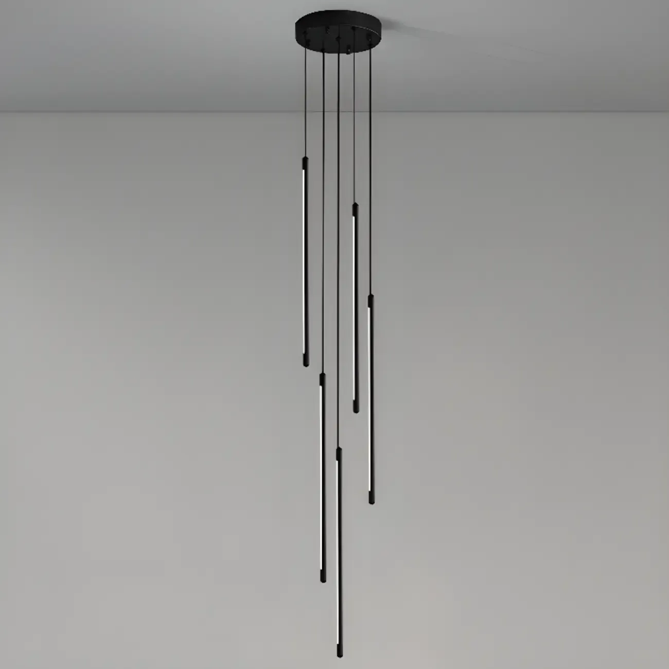 Minimalist Golden Black Cluster Linear Hanging Light for Staircase Image - 10