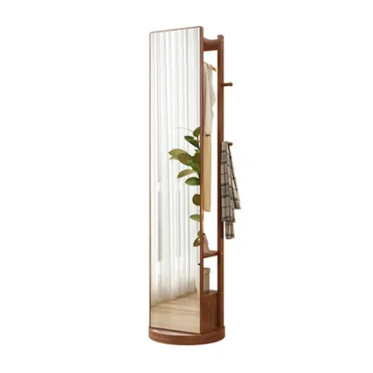 Modern Wooden Hall Tree with Mirror & Storage Image - 2