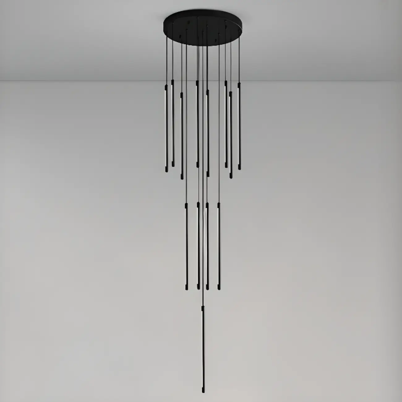 Minimalist Golden Black Cluster Linear Hanging Light for Staircase Image - 12 | homeyfad