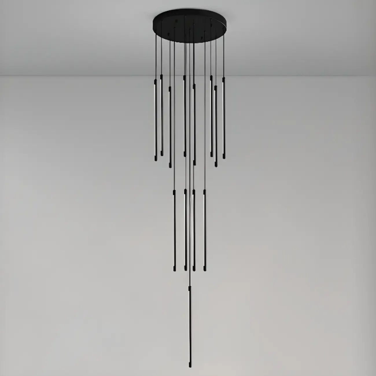 Minimalist Golden Black Cluster Linear Hanging Light for Staircase Image - 12