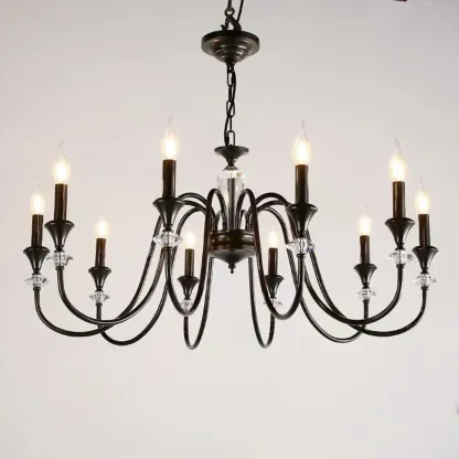 Vintage Metal Crystal Chandeliers with Adjustable Length Image - 7