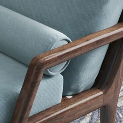 Solid Wood Flannel Blue Upholstered Chaise Lounge with Reclining Back and Pillow Set Image - 8