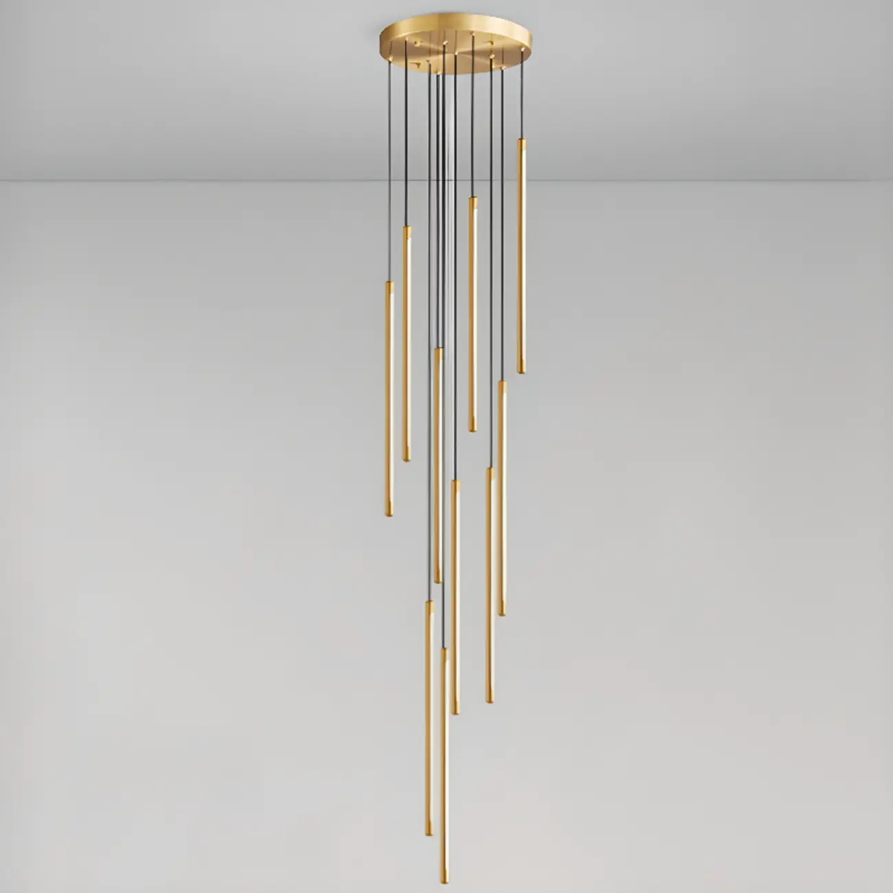 Minimalist Golden Black Cluster Linear Hanging Light for Staircase Image - 14 | homeyfad